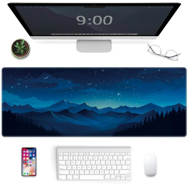 cn-11134207-7r98o-lrd74h1qz1ylc5.webp Starry Night Sky Design Mousepads Large Mountain Mouse Pad with Non Slip Rubber Base 80x30 90x40 100x50 120x60cm