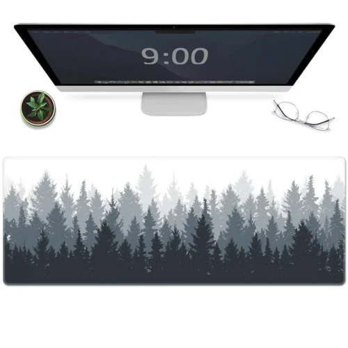 Large Fog Misty Forest Mouse Pad  Extended Gaming Mousepads with Non Slip Base Desk Mat 80x30   90x40   100x50cm   120x60cm