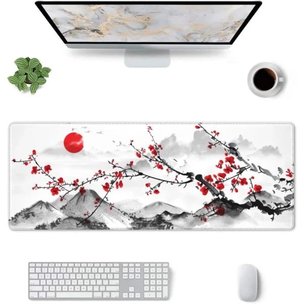 cn-11134207-7r98o-lrs88hk43oil87.webp Japanese Cherry Blossom Mouse Pad Large Keyboard Mousepads with Stitched Edges For Home Office 80x30 90x40 100x50cm
