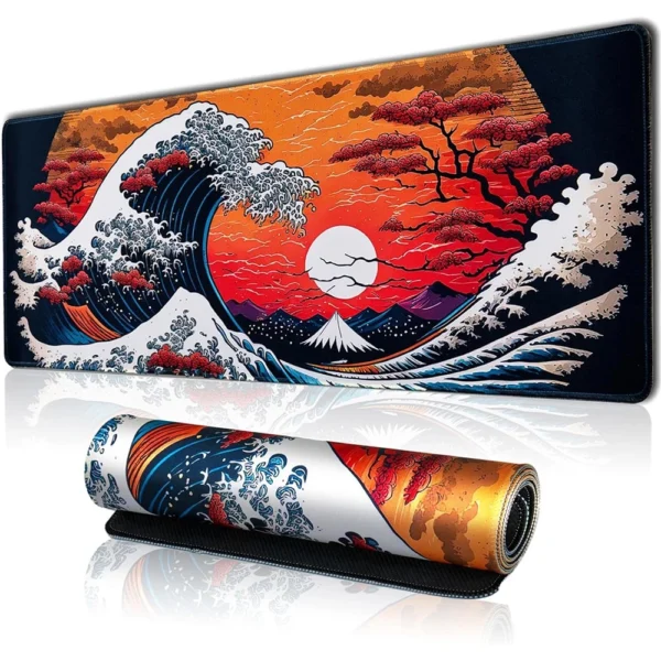 cn-11134207-7r98o-lrs88hk4or19d8.webp Japanese Sea Waves Mouse Pad Large Gaming Mousepads with Non Slip Rubber Base Keyboard Pad 80x30 90x40 100x50cm