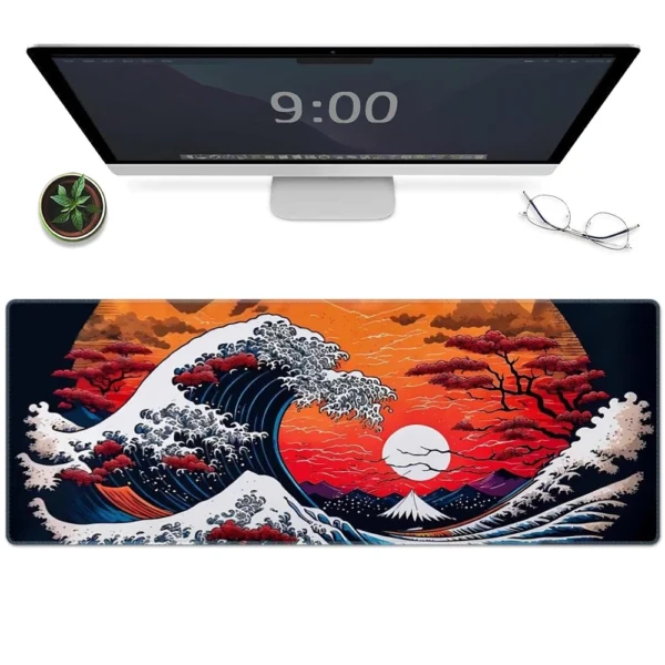 cn-11134207-7r98o-lrs88hk5ffsd03.webp Japanese Sea Waves Mouse Pad Large Gaming Mousepads with Non Slip Rubber Base Keyboard Pad 80x30 90x40 100x50cm
