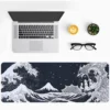 cn-11134207-7r98o-lrs88hk5thi597.webp Japanese Sea Wave Dragon Mouse Pad Black and White Gaming Mouse Mat Stitched Edges Desk Pad 80x30 90x40 100x50cm
