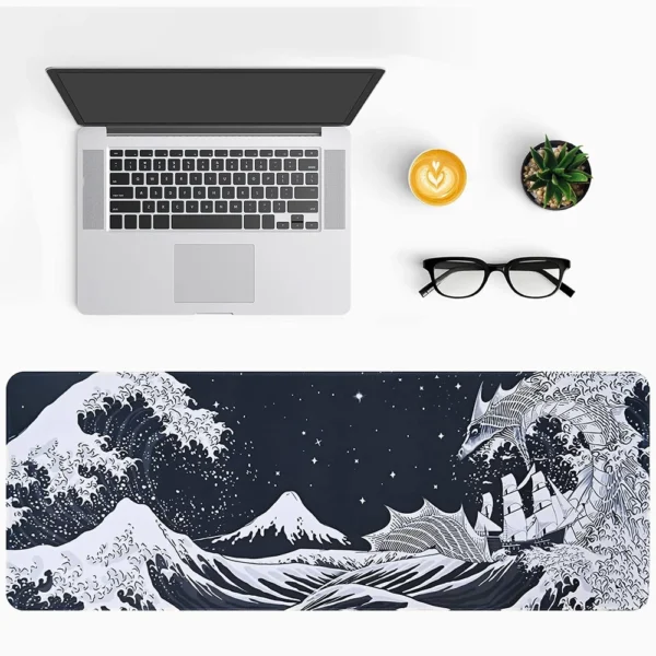 cn-11134207-7r98o-lrs88hk5thi597.webp Japanese Sea Wave Dragon Mouse Pad Black and White Gaming Mouse Mat Stitched Edges Desk Pad 80x30 90x40 100x50cm