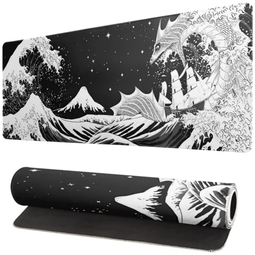 cn-11134207-7r98o-lrs88hk5wan15b.webp Japanese Sea Wave Dragon Mouse Pad Black and White Gaming Mouse Mat Stitched Edges Desk Pad 80x30 90x40 100x50cm
