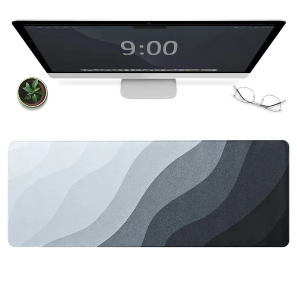 Large Gaming Mouse Pad Black White Background Pattern Mouse Mat Non Slip Rubber Base Desk Mat with Stitched Edges