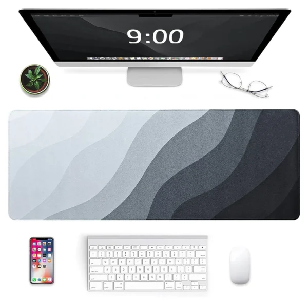 Large Gaming Mouse Pad Black White Background Pattern Mouse Mat Non Slip Rubber Base Desk Mat with Stitched Edges