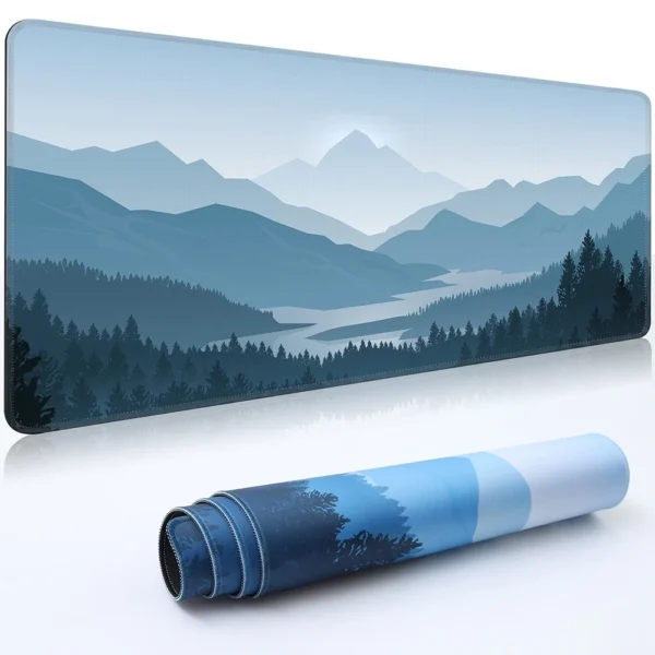 Forest Mountain Mouse Pad Large Gaming Mousepads with Stitched Edge Desk Mat For Home Office Laptop Computer