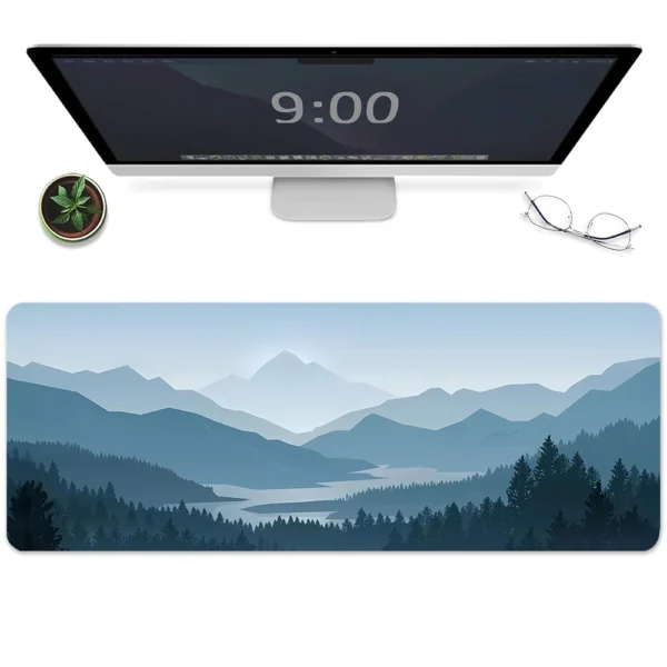 Forest Mountain Mouse Pad Large Gaming Mousepads with Stitched Edge Desk Mat For Home Office Laptop Computer