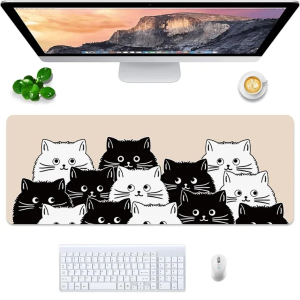 Large Cute Manny Cat Pattern Mouse Pad  Anti Slip Rubber Mousepads  Premium Textured Mouse Mat For Women Men Computer