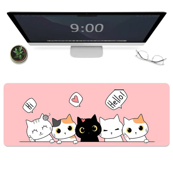 cn-11134207-7r98o-ly6dmwgsar3636.webp Extended Large Pink Cute Kittens Cat Gaming Mouse Pad Non Slip Rubber Base Mousepad with Stitched Edges Desk Pad