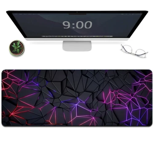 Large Purple Ray Line Mouse Pad Extended Desk Mat with Stitched Edge Mousepads For Gaming and Office 100cm   90cm   80cm