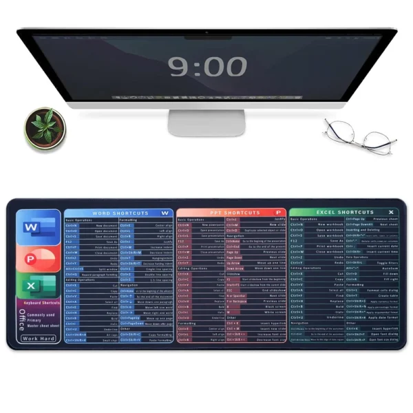 Large PC Office Spreadsheet Mouse Pad With Non Slip Base Mousepads For Gaming and Office 100cm   90cm   80cm