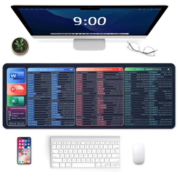 Large PC Office Spreadsheet Mouse Pad With Non Slip Base Mousepads For Gaming and Office 100cm   90cm   80cm