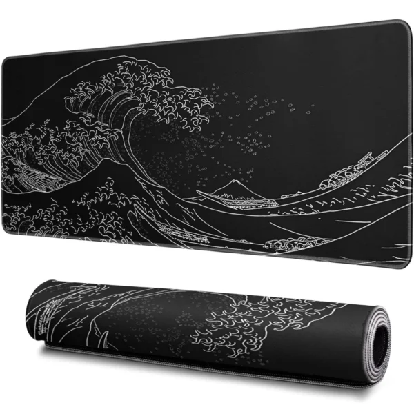 cn-11134207-7ras8-mdaemch43cm45d.webp Large Gaming Mouse Pad Japan Black Sea Wave Mousepads With Non Slip Rubber Base Mouse Mat 100x50 90x40 80x30cm
