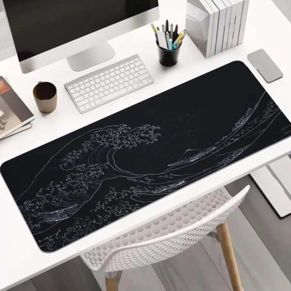 cn-11134207-7ras8-mdaemckzuuu4b6.webp Large Gaming Mouse Pad Japan Black Sea Wave Mousepads With Non Slip Rubber Base Mouse Mat 100x50 90x40 80x30cm