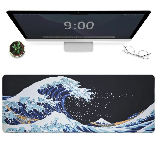 cn-11134207-7ras8-mdaf2dopc4gs8e.webp Blue Japanese Sea Wave Mouse Pad Large Gaming Mousepads with Non Slip Rubber Base Desk Mat 100x50cm 90x40cm 80x30cm