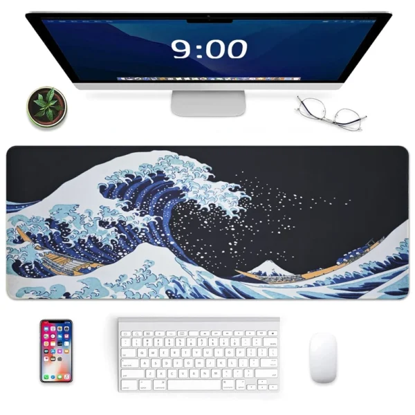 cn-11134207-7ras8-mdafre91l1j429.webp Blue Japanese Sea Wave Mouse Pad Large Gaming Mousepads with Non Slip Rubber Base Desk Mat 100x50cm 90x40cm 80x30cm