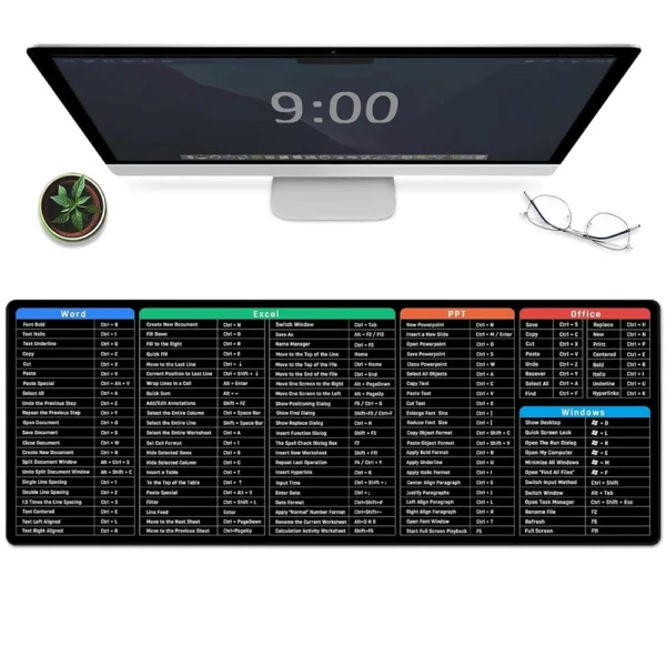 Large PC Office Spreadsheet Mouse Pad With Non Slip Base Mousepads For Gaming and Office 100cm   90cm   80cm