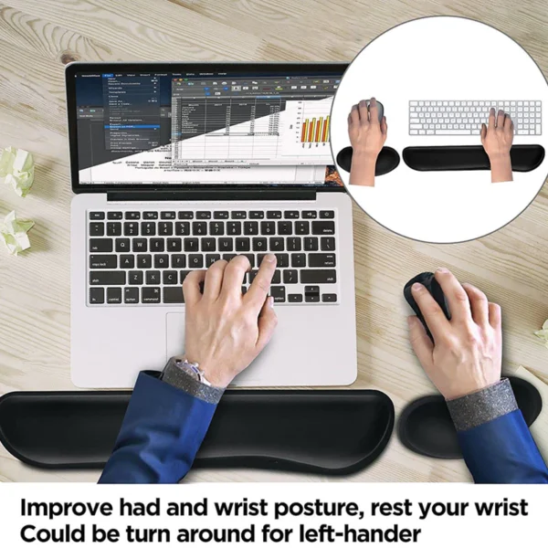 my-11134207-7qukw-lheur2v4nj719e.webp 2PCS Wrist Rest Pad Keyboard Pad Mousepads Ergonomic Support Pad Comfortable Relief Non Slip For PC Computer Laptop