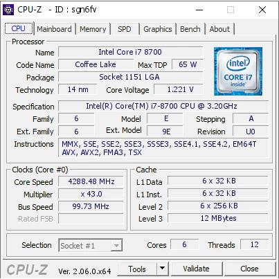 Intel  Core  i7 8700 8th Gen Processor Socket LGA1151 in Good working condition 3 Months Warranty