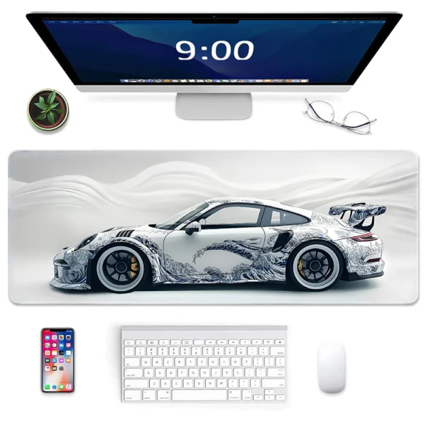 sg-11134201-7rff6-m9r1s6f0jqfl1a.webp White Ukiyo e Style Sports Car Mouse Pad Large Gaming Mouse Mat with Non Slip Rubber Base Mousepads Keyboard Pad 80 90 100cm